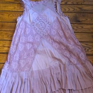 Pink free people, lace design dress